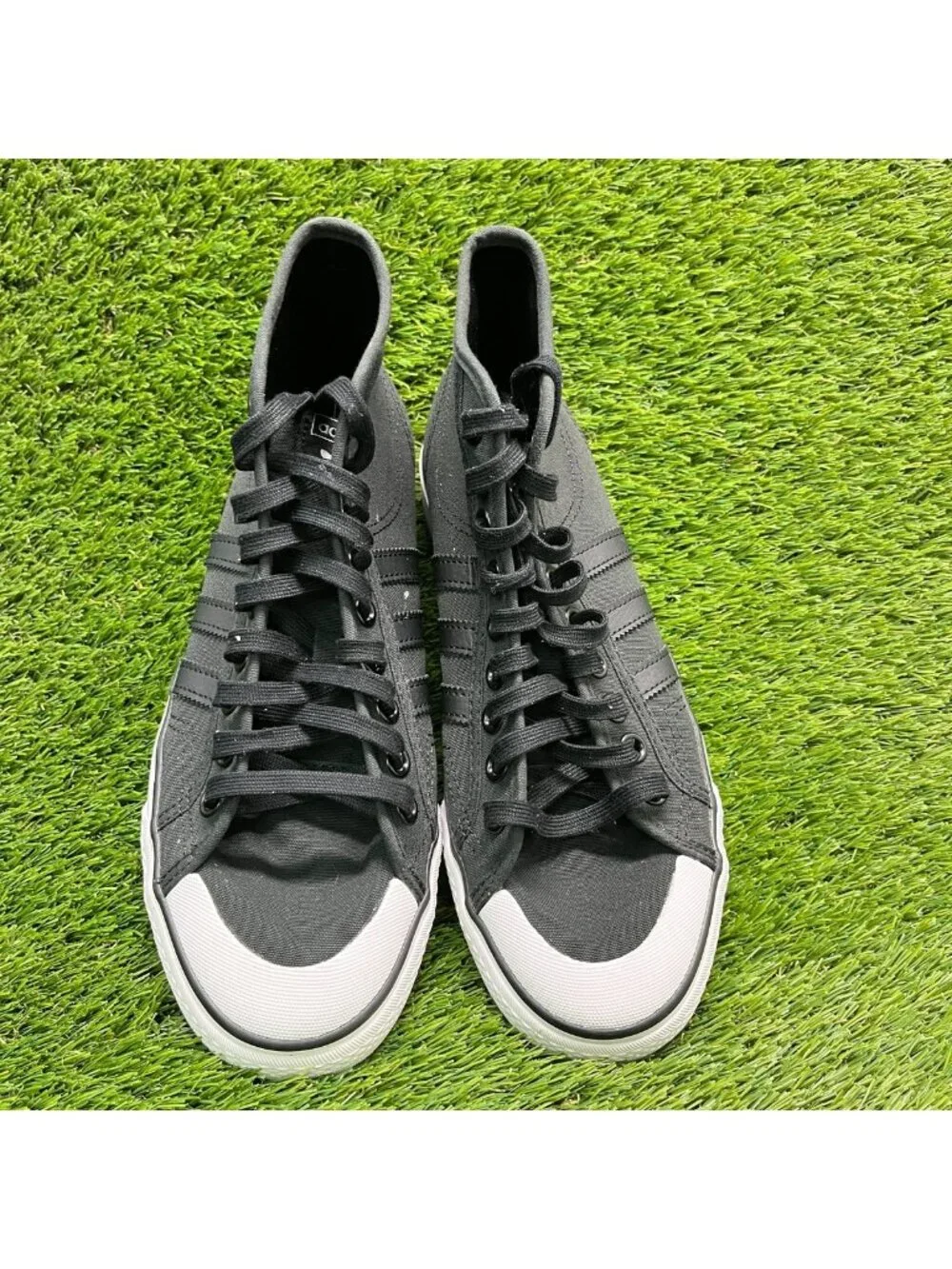 Adidas Nizza Hi Mens Size 9.5 Black White Athletic Walking Canvas Shoes Sneakers